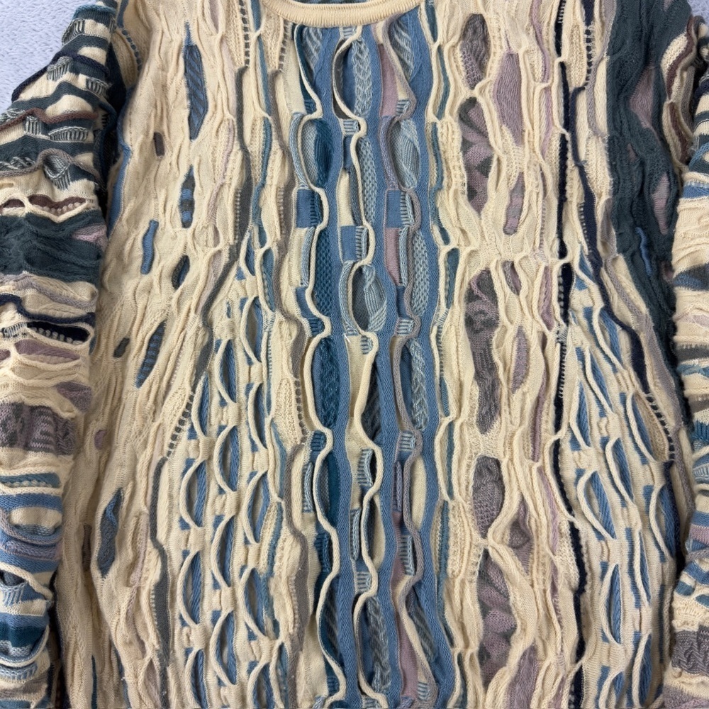 COOGI Australia Wool Knit Cardigan Cream Blue Women's M - Picture 2 of 13